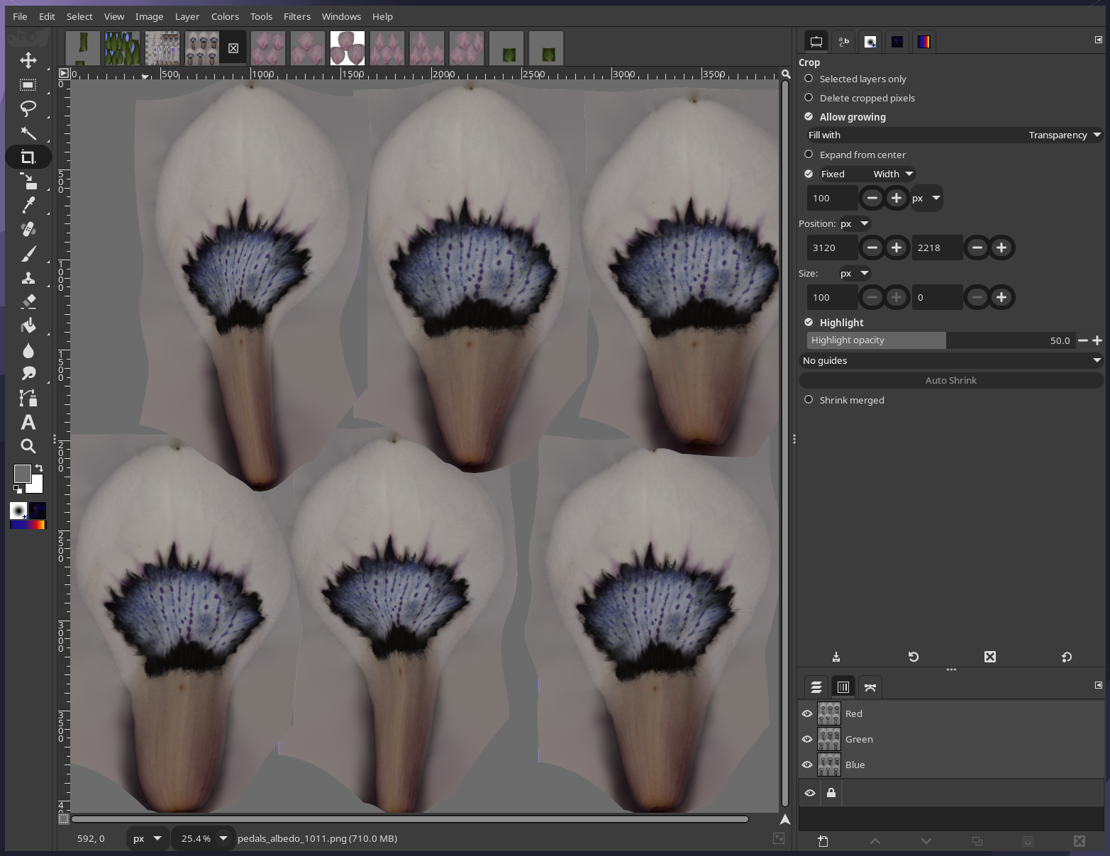 Screenshot of Gimp pretending to be Photoshop because I can't run Photoshop anymore but need a visual aid.